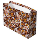 Groovy Retro Flower Garden Pattern Groot Cadeauzakje (Achterkant Gekanteld)