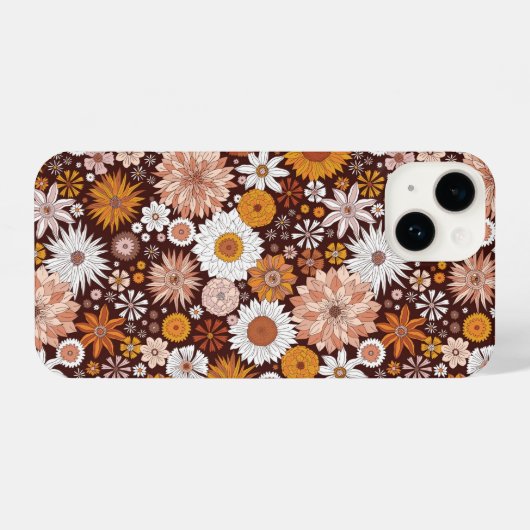 Groovy Retro Flower Garden Pattern iPhone Hoesje (Achterkant horizontaal)