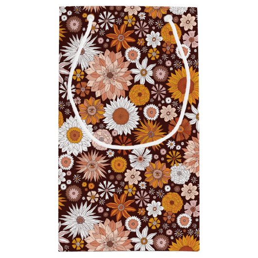 Groovy Retro Flower Garden Pattern Klein Cadeauzakje (Achterkant)