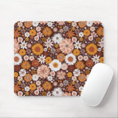 Groovy Retro Flower Garden Pattern Muismat (Met muis)