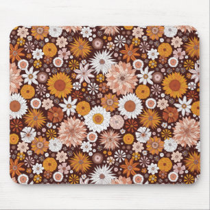 Groovy Retro Flower Garden Pattern Muismat