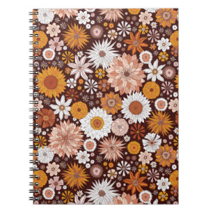 Groovy Retro Flower Garden Pattern Notitieboek