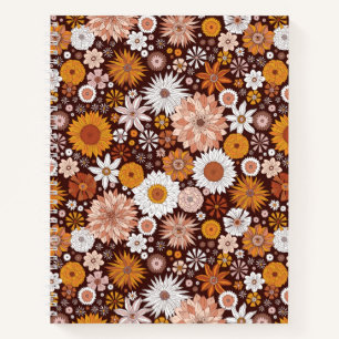 Groovy Retro Flower Garden Pattern Notitieboek