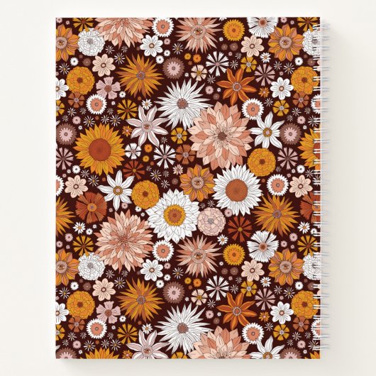 Groovy Retro Flower Garden Pattern Notitieboek (Achterkant)