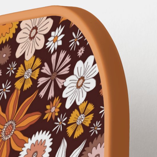 Groovy Retro Flower Garden Pattern Pickleball Paddle (Links Detail)