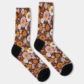 Groovy Retro Flower Garden Pattern Sokken (Rechts)