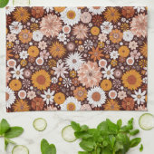 Groovy Retro Flower Garden Pattern Theedoek (Gevouwen)