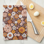 Groovy Retro Flower Garden Pattern Theedoek (Quarter Fold)