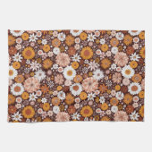 Groovy Retro Flower Garden Pattern Theedoek (Horizontaal)