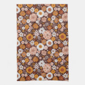 Groovy Retro Flower Garden Pattern Theedoek (Verticaal)