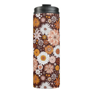Groovy Retro Flower Garden Pattern Thermosbeker