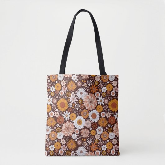 Groovy Retro Flower Garden Pattern Tote Bag (Voorkant)