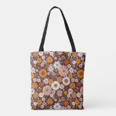 Groovy Retro Flower Garden Pattern Tote Bag (Achterkant)