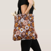 Groovy Retro Flower Garden Pattern Tote Bag (Dichtbij)