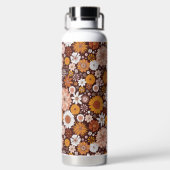 Groovy Retro Flower Garden Pattern Waterfles (Achterkant)