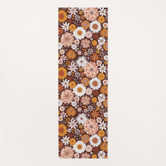 Groovy Retro Flower Garden Pattern Yogamat (Voorkant)