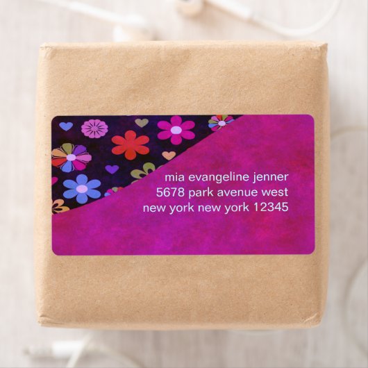 Groovy Retro Flower Power 60s 70s gepersonaliseerd Etiket (Insitu)