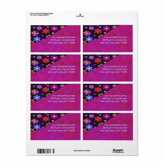 Groovy Retro Flower Power 60s 70s gepersonaliseerd Etiket (Full Sheet)