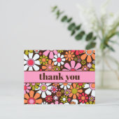 Groovy Retro Flower Power Dank je Briefkaart (Staand voorkant)