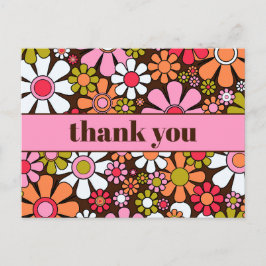 Groovy Retro Flower Power Dank je wel Briefkaart