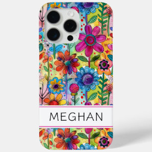 Groovy Retro Flower Power Persoonlijk iPhone 15 Pro Max Hoesje