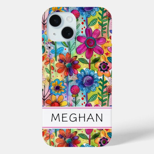 Groovy Retro Flower Power Persoonlijk Case-Mate iPhone Case (Achterkant)