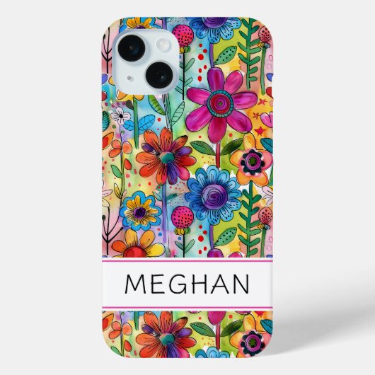Groovy Retro Flower Power Persoonlijk Case-Mate iPhone Case (Achterkant)