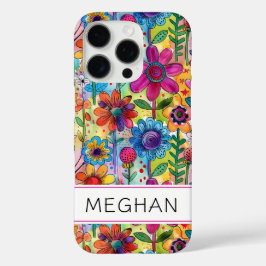 Groovy Retro Flower Power Persoonlijk iPhone 16 Pro Hoesje
