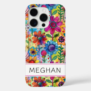Groovy Retro Flower Power Persoonlijk iPhone 16 Pro Hoesje
