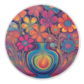 Groovy Retro Flower Vase Keramische Knop (Voorkant)