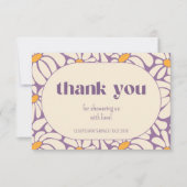 Groovy Retro Flowers Baby shower Bedankt Kaart (Voorkant)