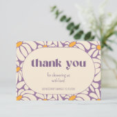 Groovy Retro Flowers Baby shower Bedankt Kaart (Staand voorkant)