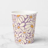 Groovy Retro Flowers Baby shower Papieren Bekers (Achterkant)