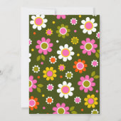 Groovy Retro Flowers Bright roze vet Mitzvah Kaart (Achterkant)