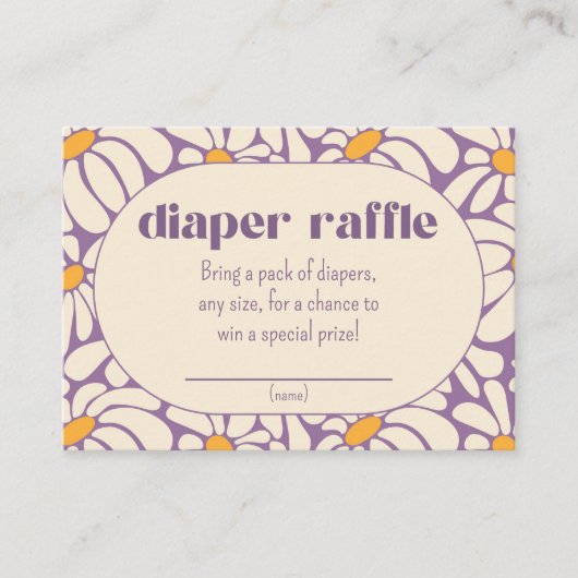 Groovy Retro Flowers luier loterij ticket Informatiekaartje (Voorkant)