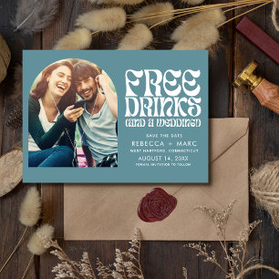 Groovy Retro Foto Bruiloft Save the Date