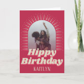 Groovy Retro foto Hippy Verjaardag Kaart (Voorkant)