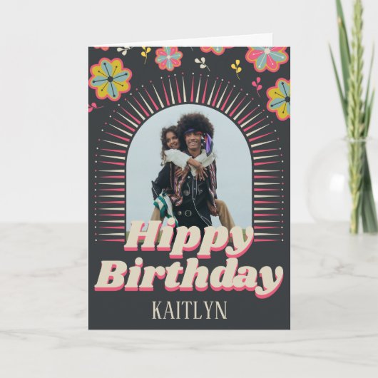 Groovy Retro foto Hippy Verjaardag Kaart (Voorkant)