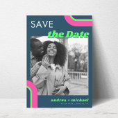 Groovy Retro Foto Opslaan van de datum – Blauwgroe Save The Date