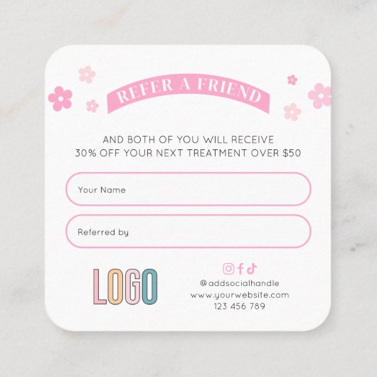 Groovy Retro Fun 70s Pastel Make-up Salon Nails Sp Aanbevelingskaartje (Achterkant)