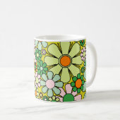Groovy Retro Garden 60s 70s Floral Pattern Koffiemok (Voorkant rechts)