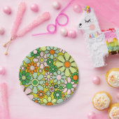 Groovy Retro Garden 60s 70s Floral Pattern Papieren Bordje (Feest)