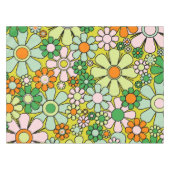 Groovy Retro Garden 60s 70s Floral Pattern Tafelkleed (Voorkant (Horizontaal))