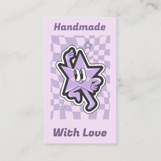 Groovy Retro Geruit Bedankt Visitekaartje (Achterkant)