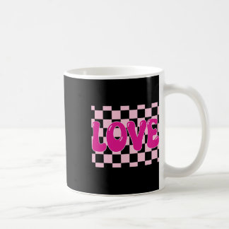Groovy Retro Geruit Hart Liefde Retro Liefde Valen Koffiemok