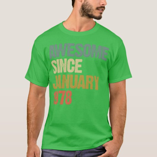 Groovy Retro Geweldig sinds januari 1978 grappig T-shirt (Voorkant)