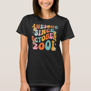 Groovy Retro Geweldige sinds 2001 21 jaar oud 21 T-shirt