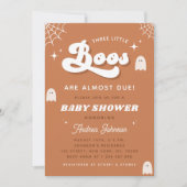 Groovy Retro Ghost TRIPLETS Halloween Baby shower Kaart (Voorkant)