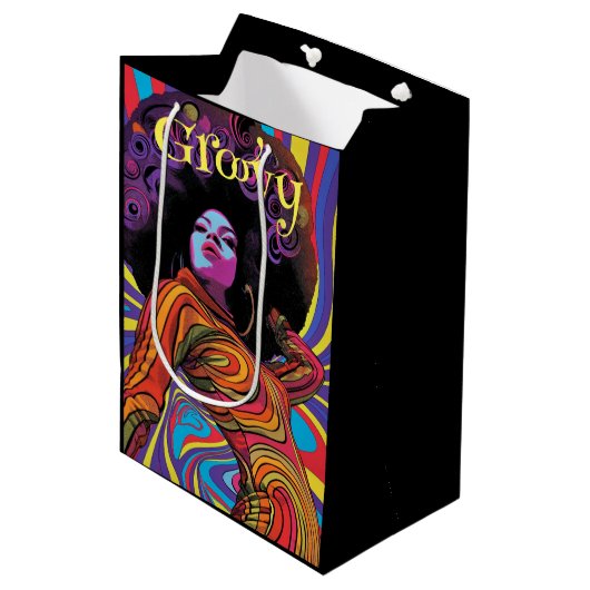 Groovy Retro Gift Bag Medium Cadeauzakje (Voorkant Gekanteld)