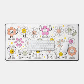 Groovy Retro Girly Happy Flower Cartoon Bureaumat (Keyboard & Muis)
